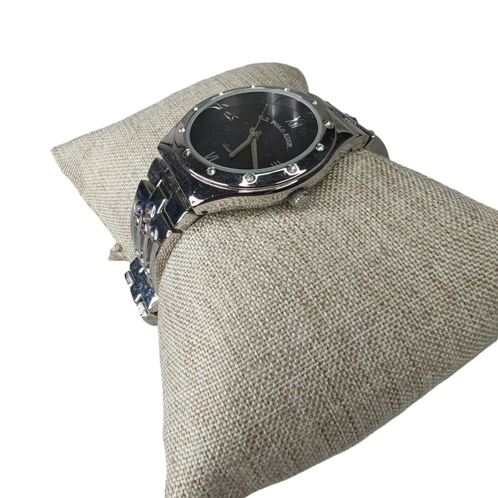 U.S. Polo Assn. Women's Silver-Tone Bracelet Watch with Blue Face